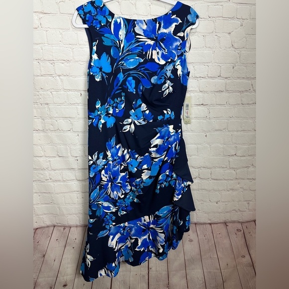 Eliza J Cascade Ruffle Sheath Dress Sleeveless Floral $158 MSRP NEW Size 10‎ - Picture 1 of 6